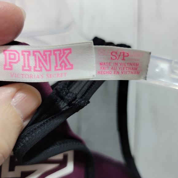 Victoria's Secret Pink Women's Purple/Black Mesh High Neck Bra Top Size Small. - Picture 4 of 5